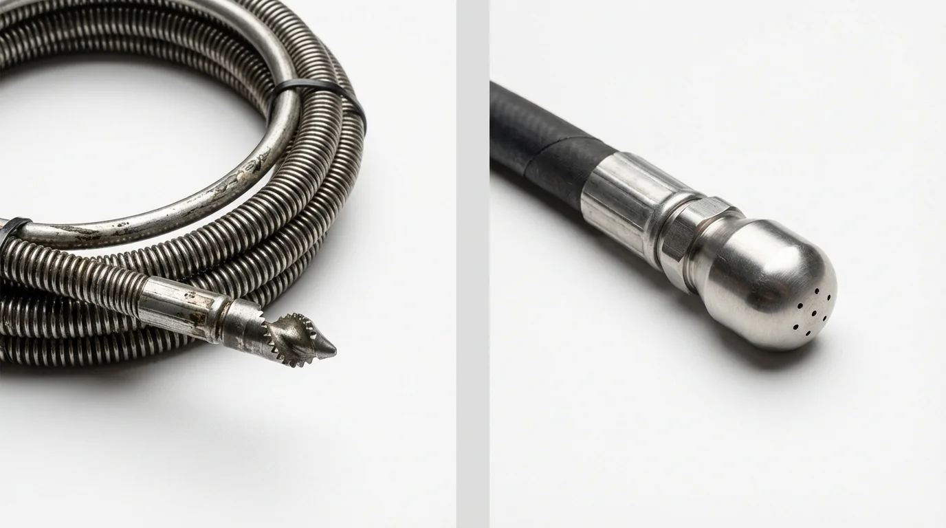 Drain snake cable and hydro jetting nozzle used for drain cleaning in Albany, KY
