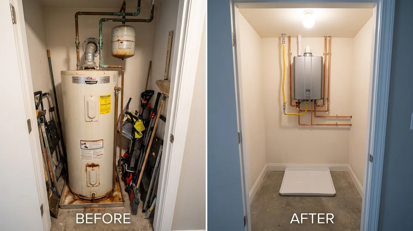 Tank water heater versus wall-mounted tankless unit comparison for Albany, KY homeowners